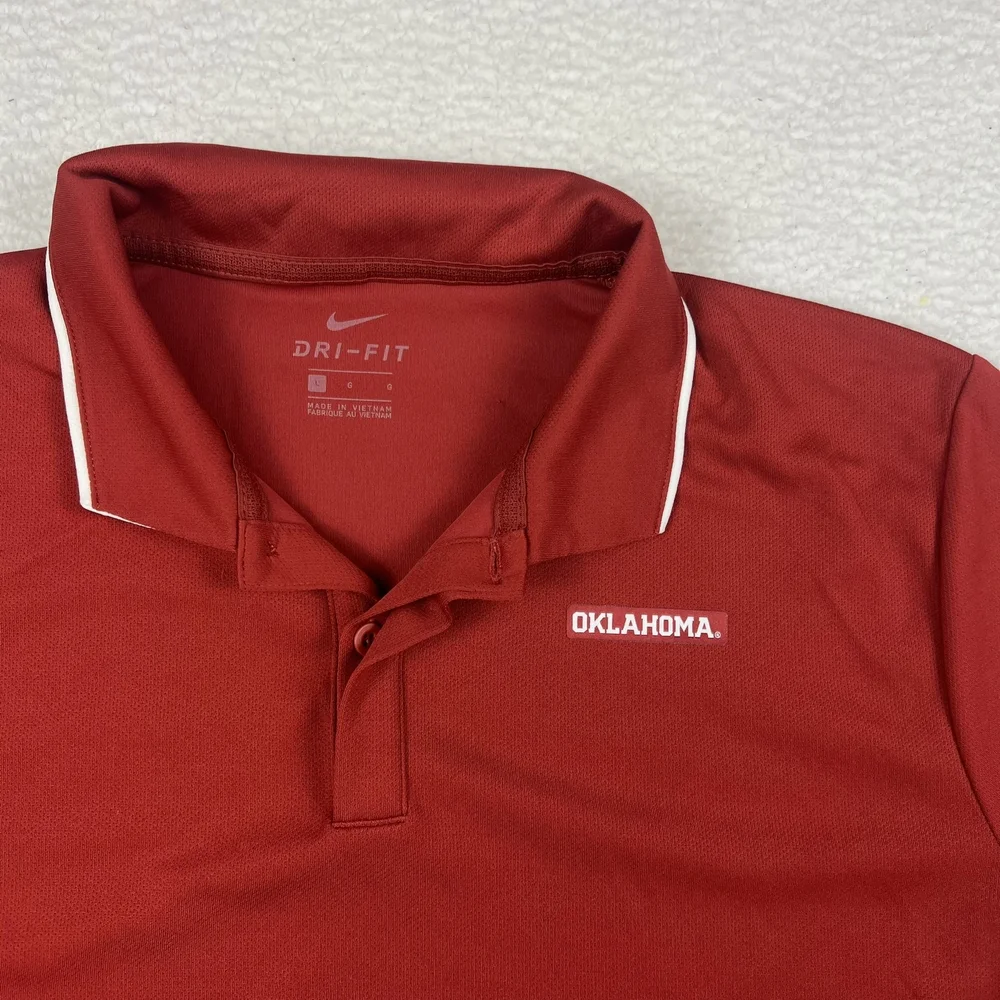 Oklahoma Sooners Nike Dri-FIT Polo Shirt Mens Large Red Performance Logo